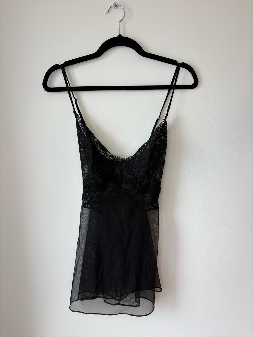 Victoria's Secret Black Lace & Mesh Chemise